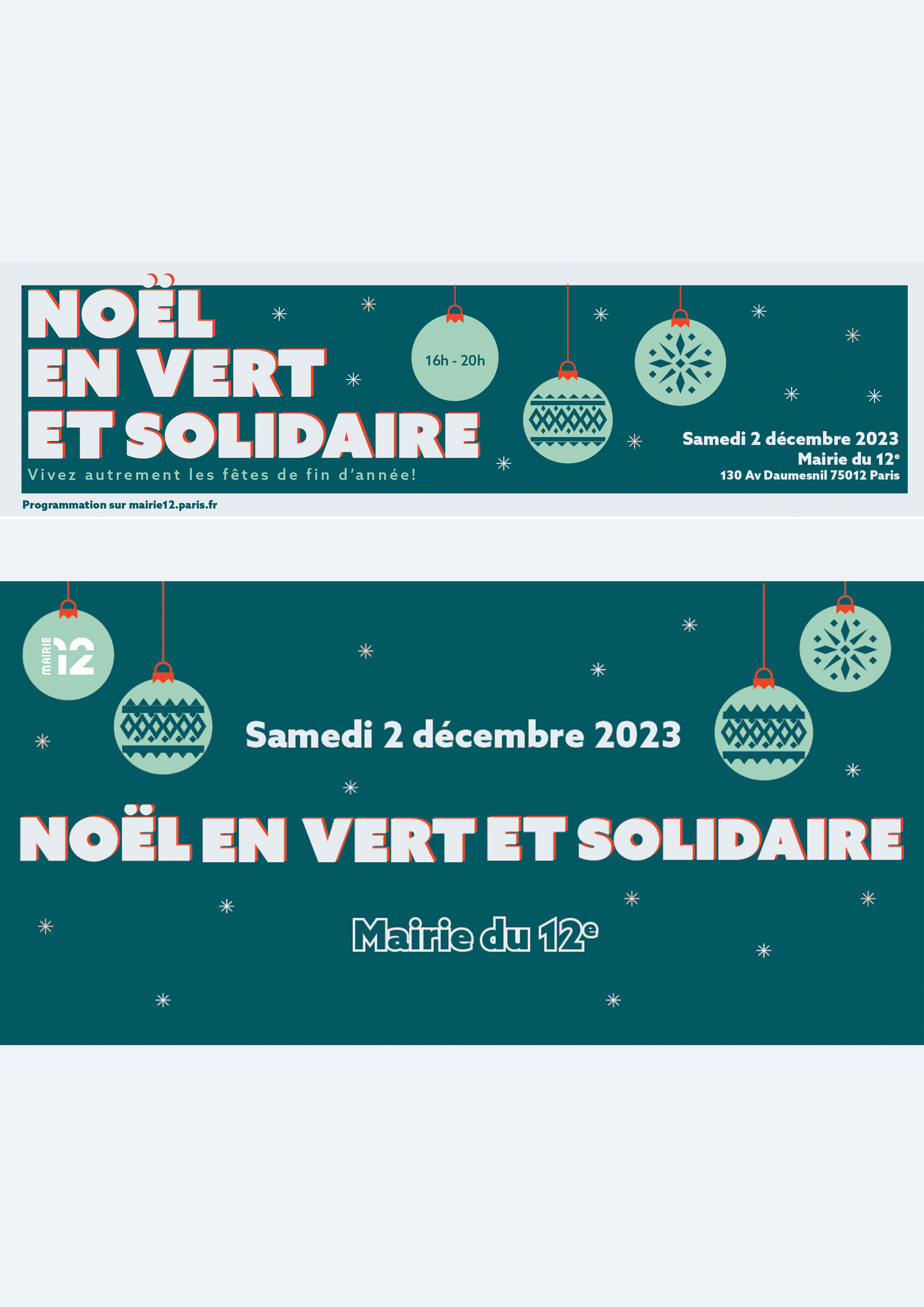 Affiche de Noël en vert solidaire pour l'année 2023