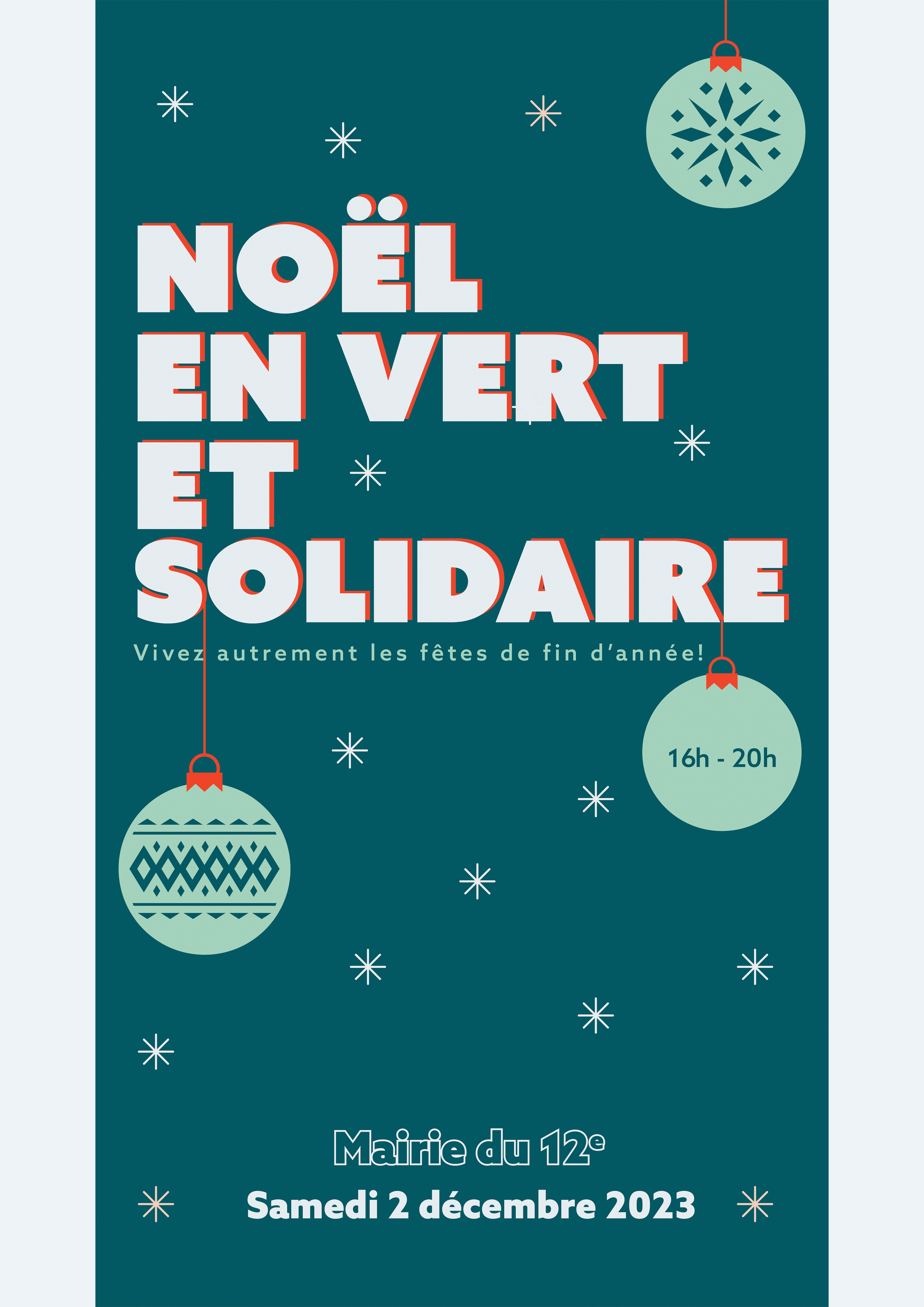 Affiche de Noël en vert solidaire pour l'année 2023