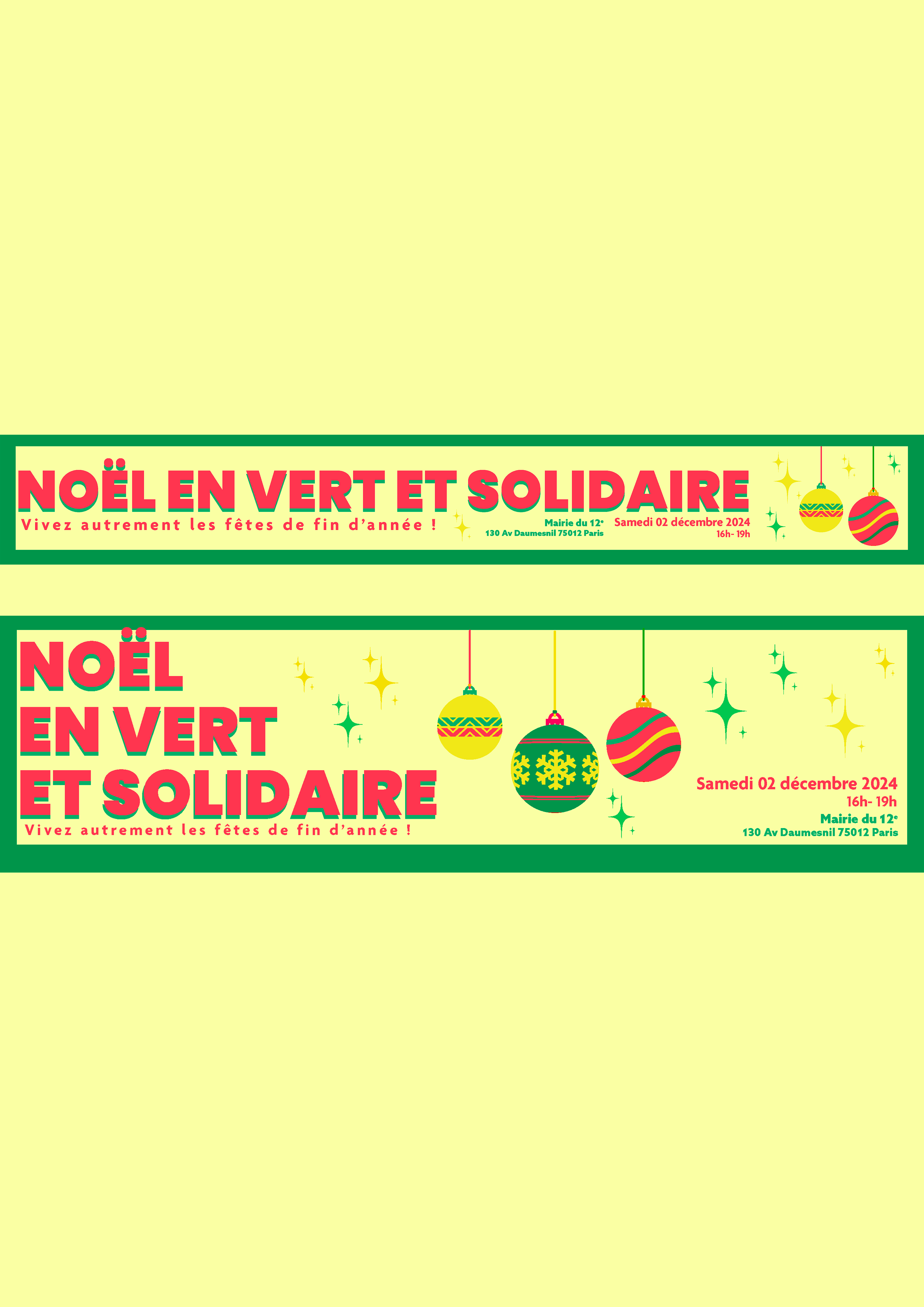 Affiche de Noël en vert solidaire pour l'année 2024