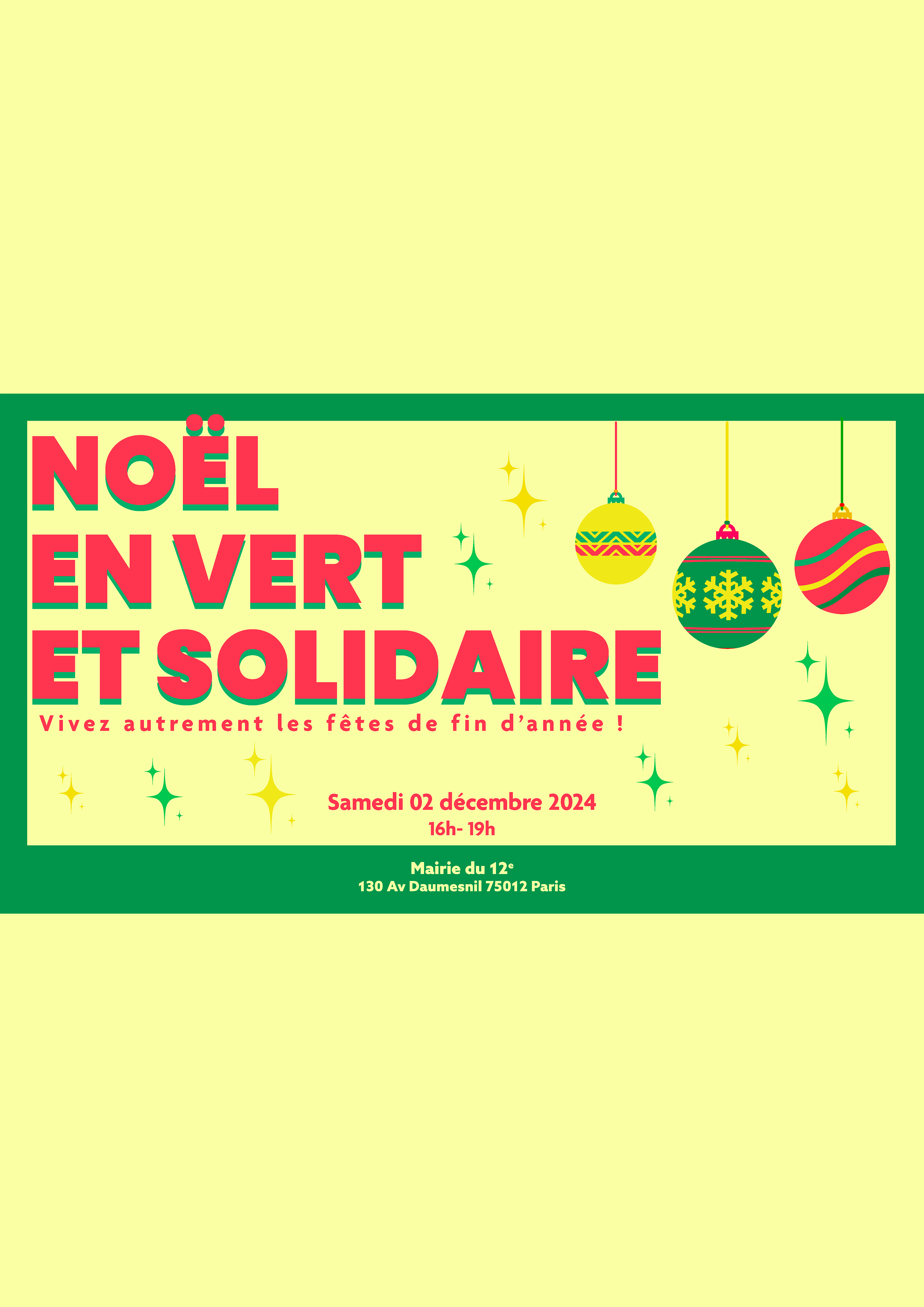 Affiche de Noël en vert solidaire pour l'année 2024