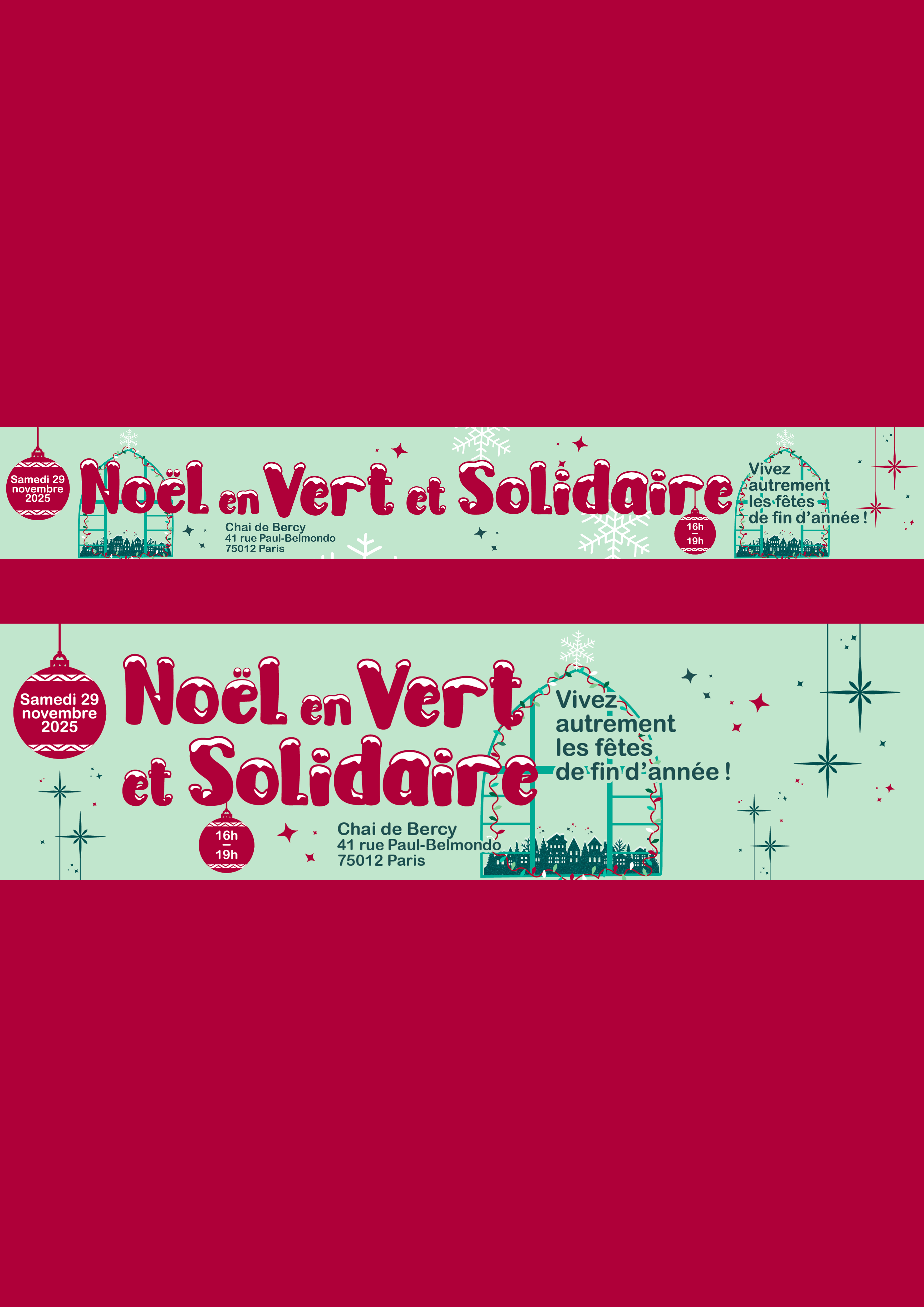 Affiche de Noël en vert solidaire pour l'année 2025