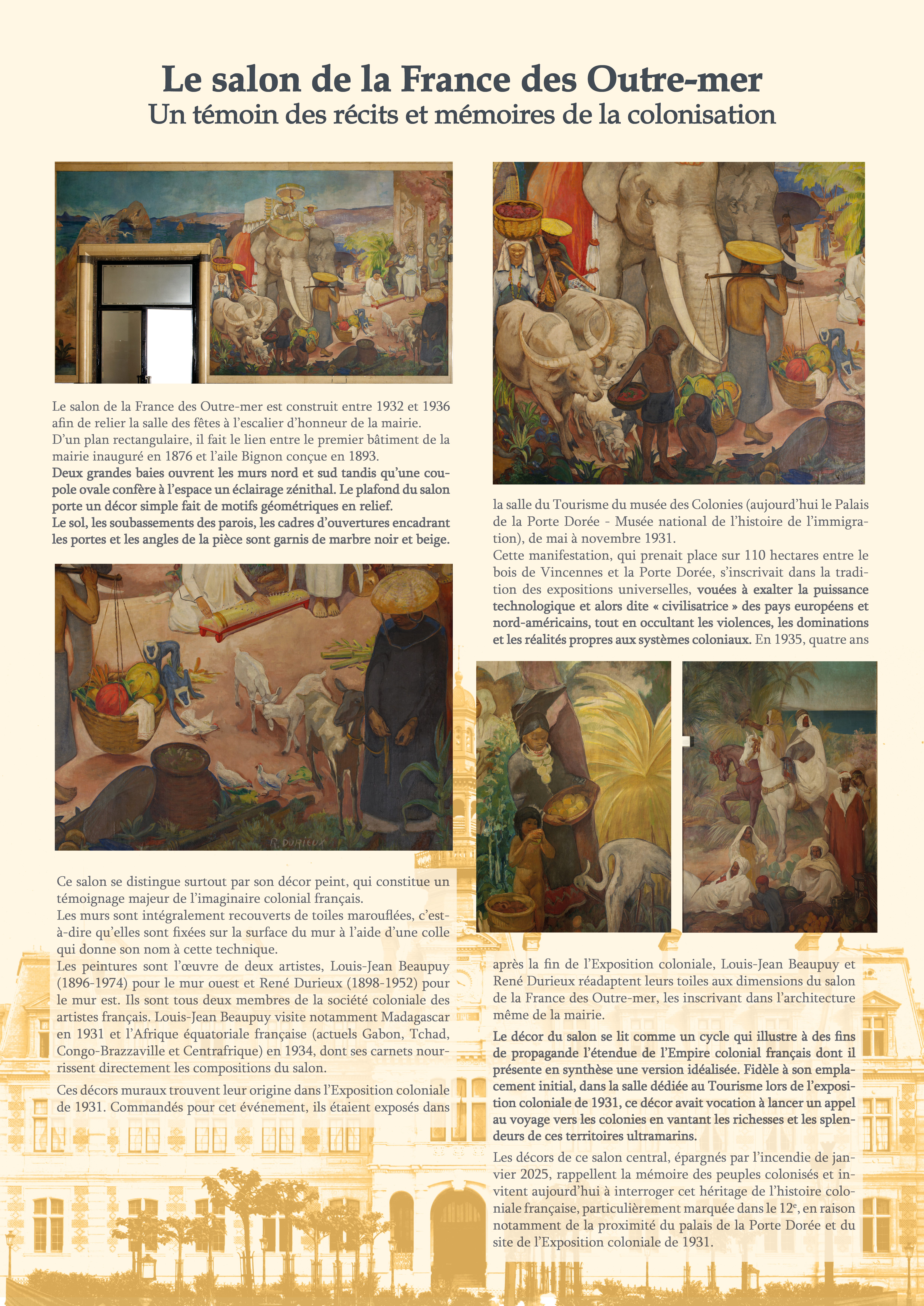 Panneaux retraçant l'histoire de la mairie du 12e, suite à l'incendie du 27 janvier.