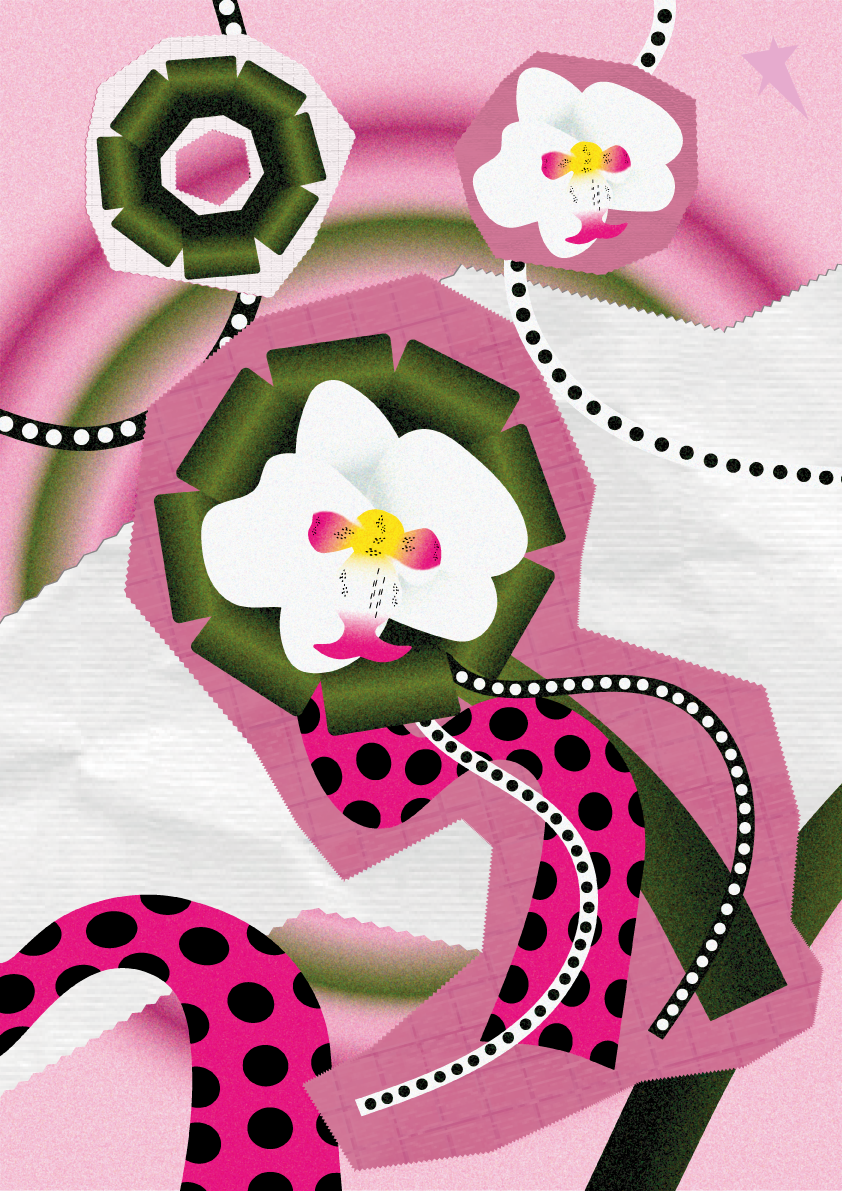 Illustration pour Vortex club, rosette Jeanette bleu et rouge