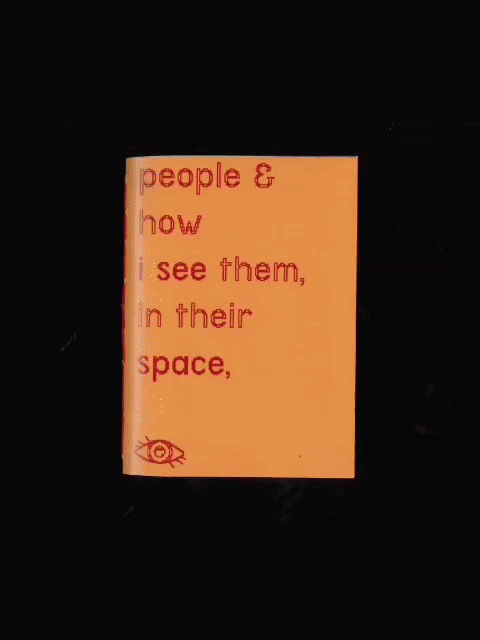 Vidéo montrant toutes les pages de mon fanzine 'People and how i see them, in their space, thoughts, during a moment, a close-up'