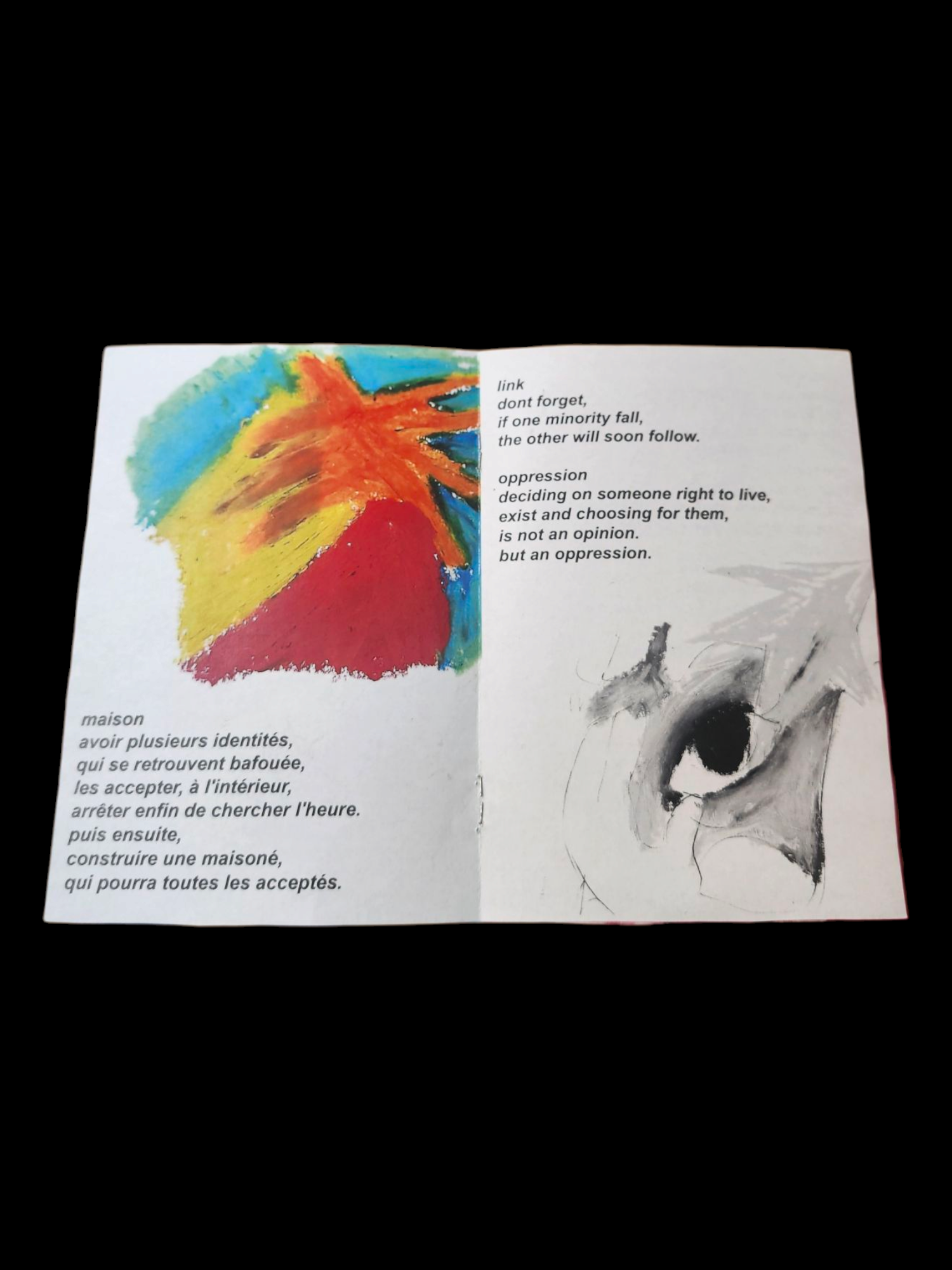 Page de mon fanzine 'Poemes egares'