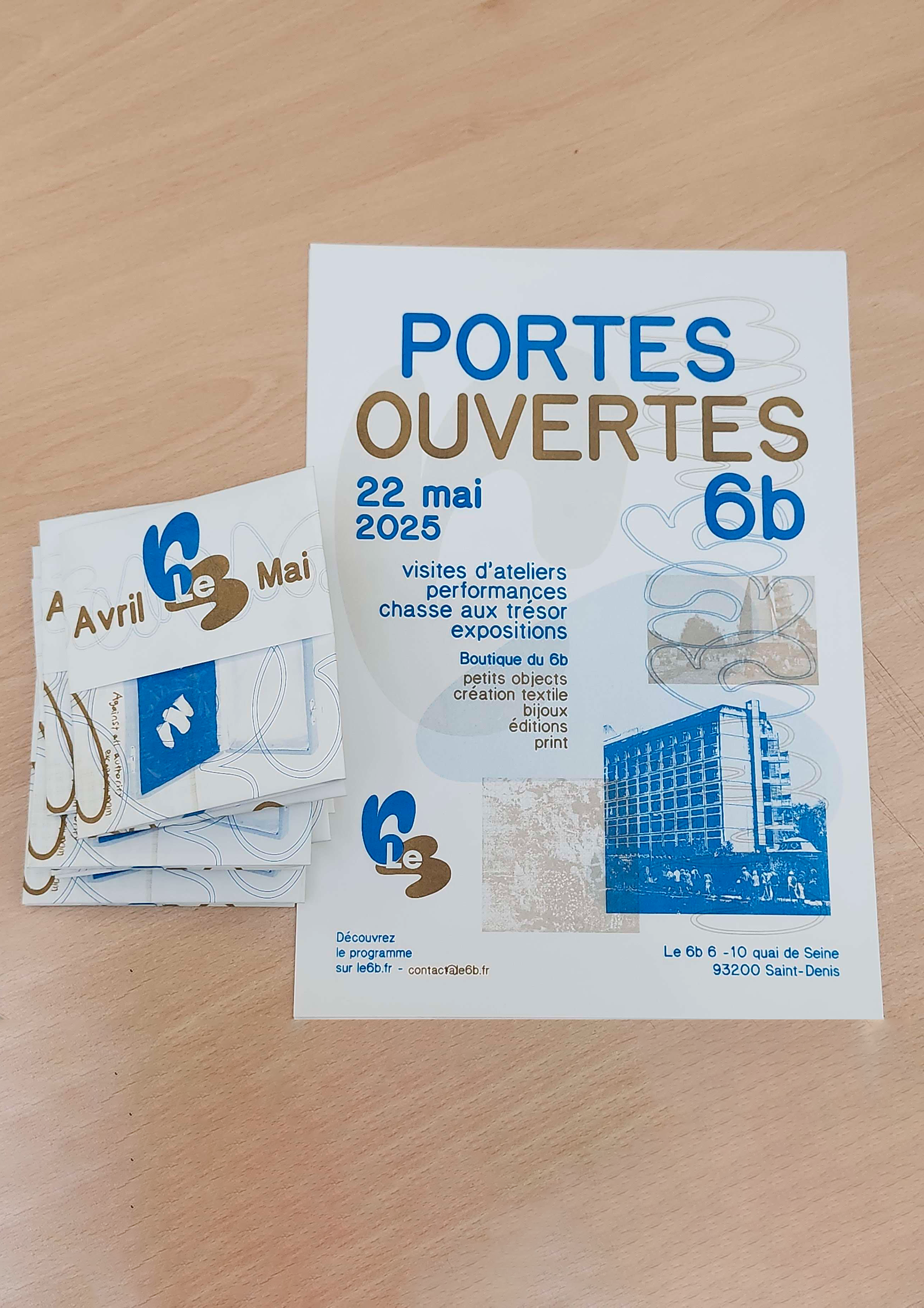 Réalisation d'un indentité visuelle, contenant un nouveau logo, une affiche et dépliant ainsi que de la merchandising pour un tiers-lieux : le 6b