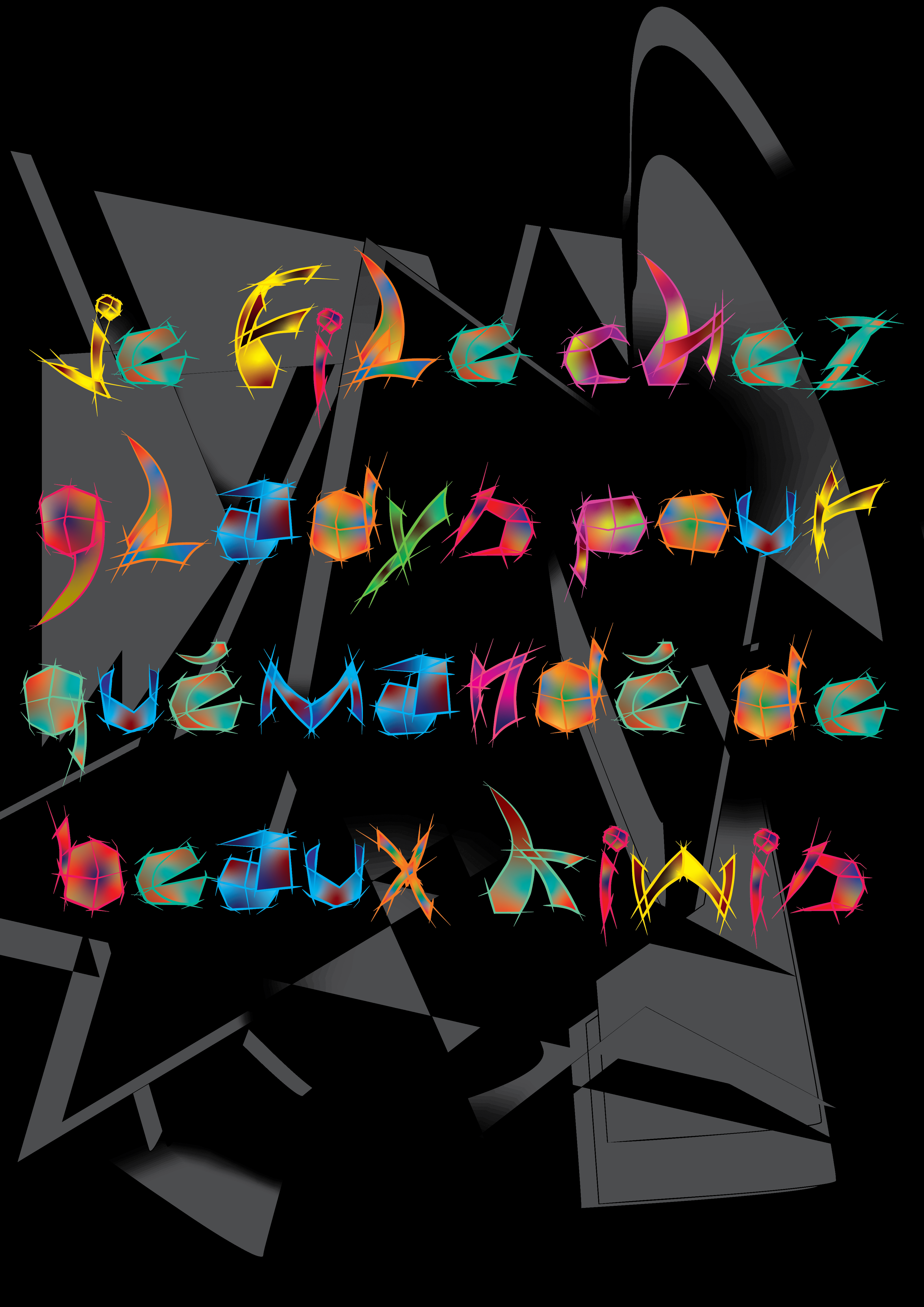 Création d'une typo modulaire inspiré, de l'artiste Natalia Gontcharova et plus globalement du mouvement artistique Futurisme.